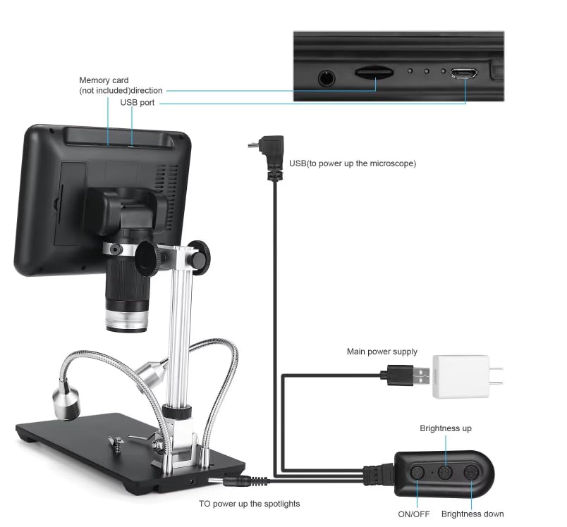 AD207 - Herramienta de soldadura de microscopio digital 3D para reparación de PCB/SMD con función ImageRotate