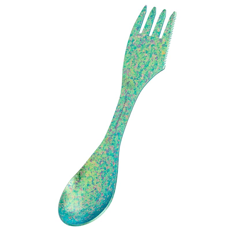 iBasingo Titan Glöffel Camping Besteck 3 in 1 Spork Ultraleicht Rucksack Geschirr Löffel Gabel Messer Kombination Reiseutensil Essbesteck Outdoor Picknick Reisebesteck Ti1064T (Grün)