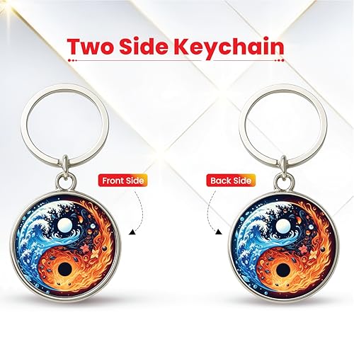 Image of MG | Protective Evil Eye /Spiritual Symbols /Om /Motivational Keychains | Double-Sided Metal Key Ring | Good Luck and devine Charm for Car, Bike, Home & Office
