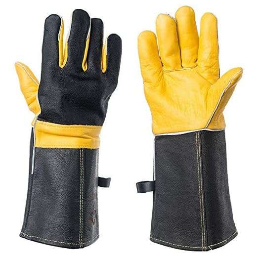 DEFENCES Scratch/Bite Resistant Gloves Gauntlet For Dog Cat Bird Snake Reptile Grooming,15 Inch Leather Work Gloves Kevlar Stitching, Perfect for BBQ, Stove, Welding, Animal Handling Gloves Bite Proof