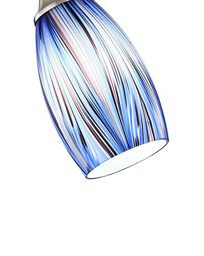 Karyfine Mini Art Glass Dark Blue Pendant Lights Kitchen Island Hand Blown Mini Glass Pendant Lights With Brush Nickel Finish Adjustable Cord For Kitchen Over Sink,Hallway,Dining Room,Stairsway #TOP1