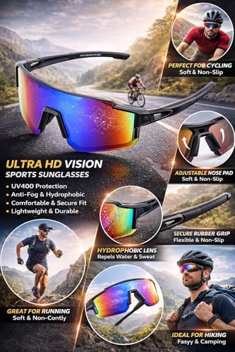 Image of Zynic Men's Stylish Sports Sunglasses For Unisex | UV400 Protection Classic Wrap Around Googles |Sports Shades for Driving,Cyclining Outdoor & Travel | Googles for man's
