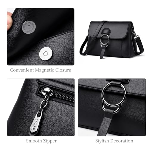 Bolso crossbody de cuero vegano para mujer multi-bolsillos miniatura 5