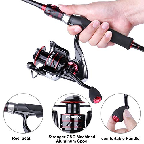 PLUSINNO Red Eagle Spinn-Angelrute und Spulen-Kombinationen, 2,1 m Angelrute, IM 6 Graphit-Spinnrute, Edelstahlführungen… – Bild 4