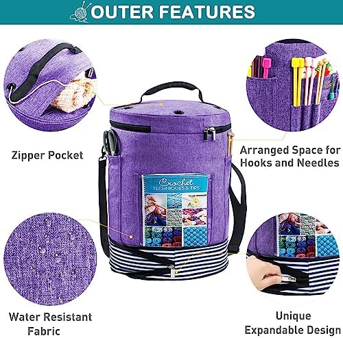MYBAGZING Expandable Crochet Bag Organizer w/Yarn Grommets& Zipper Closure — 사진 2