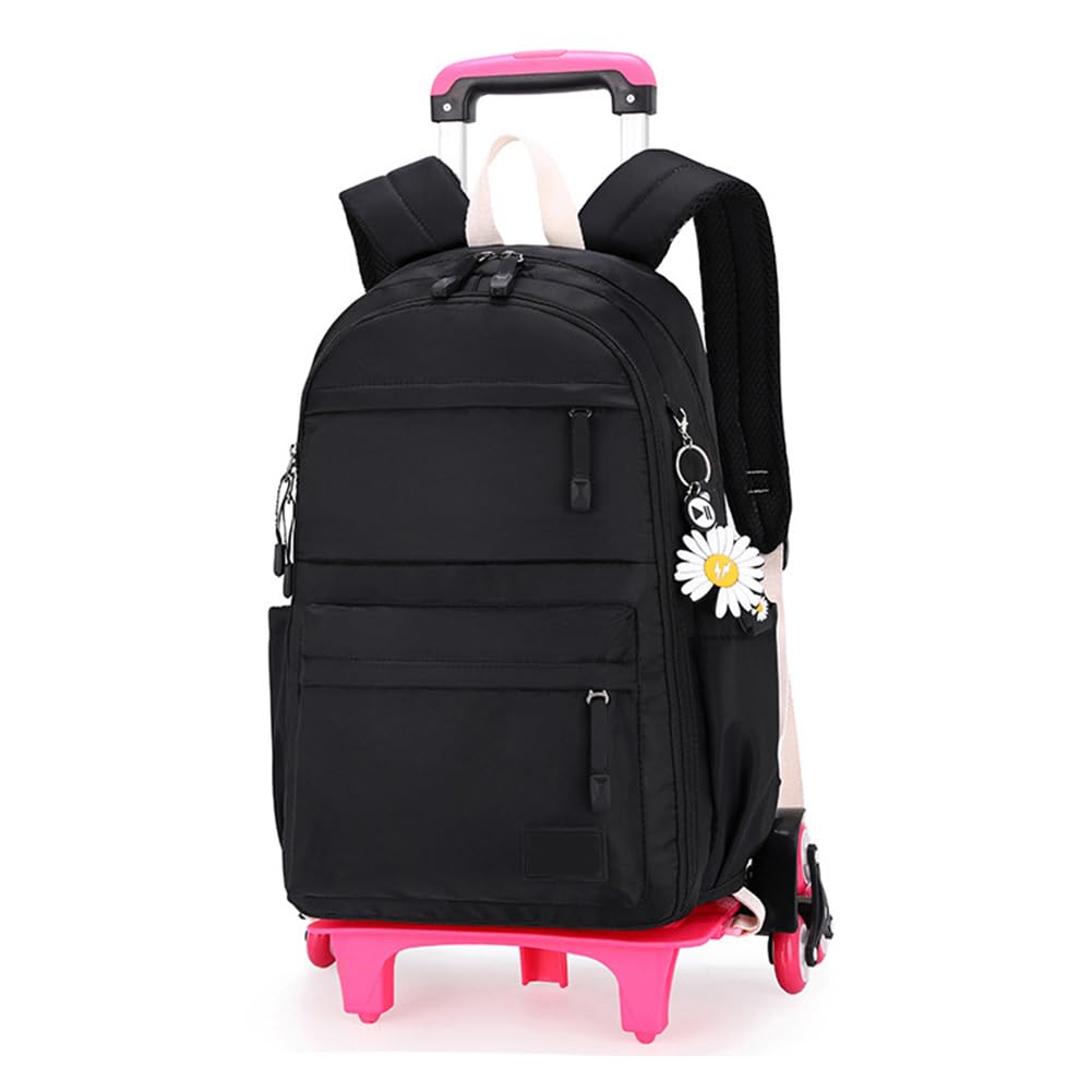 Cartable a Roulette Filles Primaire, Sac à Dos Roulettes Scolaire Garçon, Noir