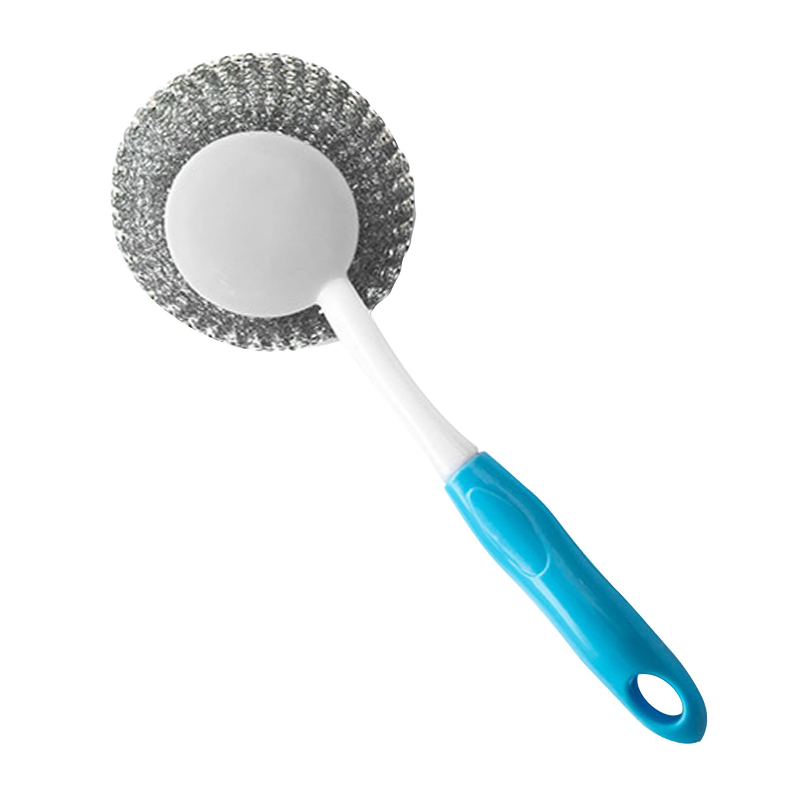 Long Handle Steel Wire Cleaning Ball,Stainless Steel Scrubbers,Metal Scouring Ball with Handle,Wire Cleaning Ball for Pots Pans Dishes (Blue)