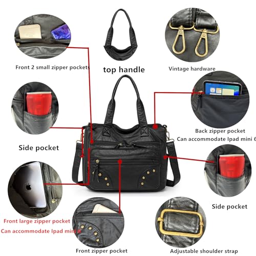 Image of Hobo Handbag and Purses for Women,Top Handle Satchel Purse Tote Shoulder Bags Faux Leather for Ladies