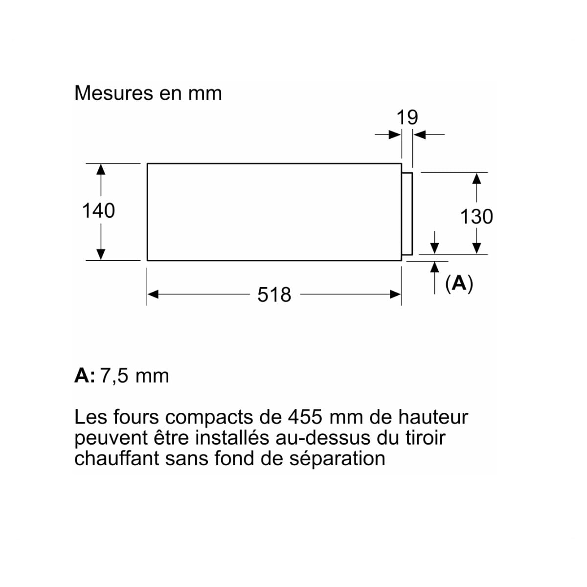 Bosch Hausgeräte BIE7101B1 Série 8 Tiroir à accessoires, 60 x 14 cm, 21 l, max. 64 tasses à expresso / 14 assiettes, mécanisme push-pull, espace pour petits plats et ustensiles de cuisine