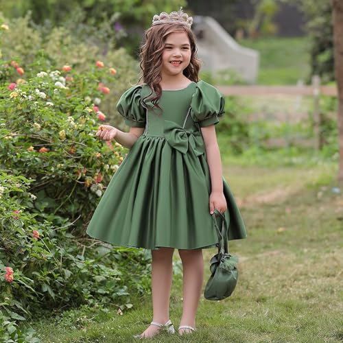 Girls Elegant Princess Party Dress with Puff Sleeves and Formal Birthday Wedding Flower Girl Outfit3