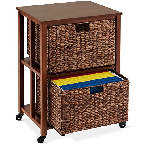 Best Choice Products Vertical Rolling File Cabinet, Multipurpose Portable Water Hyacinth Basket...