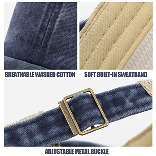 4 Pack Vintage Unstructured Trucker Hat Adjustable Cotton Washed Distressed Mesh Back Baseball Cap For Outdoor Sports Golf Tennis Workout (4Pack-Sky Blue+Wine Red+Orange+Grey) #TOP3