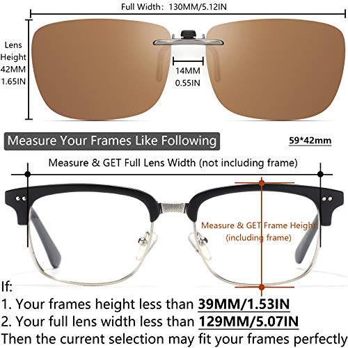 Image of Polarized Clip On Sunglasses Over Prescription Glasses Men Women Compact Fit Non-Flip Up