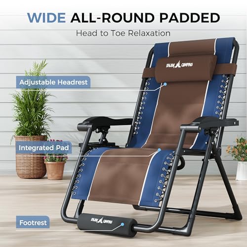 Image of UDPATIO Oversized Zero Gravity Chair Outdoor Padding Folding Recliner