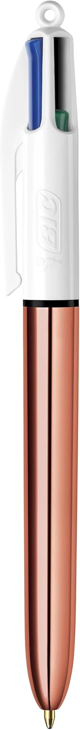 Bic 4 Colour, 1mm Tip Pen Barrel Rose Gold, Pack of 12
