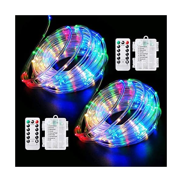 LED-Lichterkette, batteriebetrieben, 120 LEDs, 8 Modi, wasserdicht, dimmbar, Timer, mit Fernbedienung, für Garten…