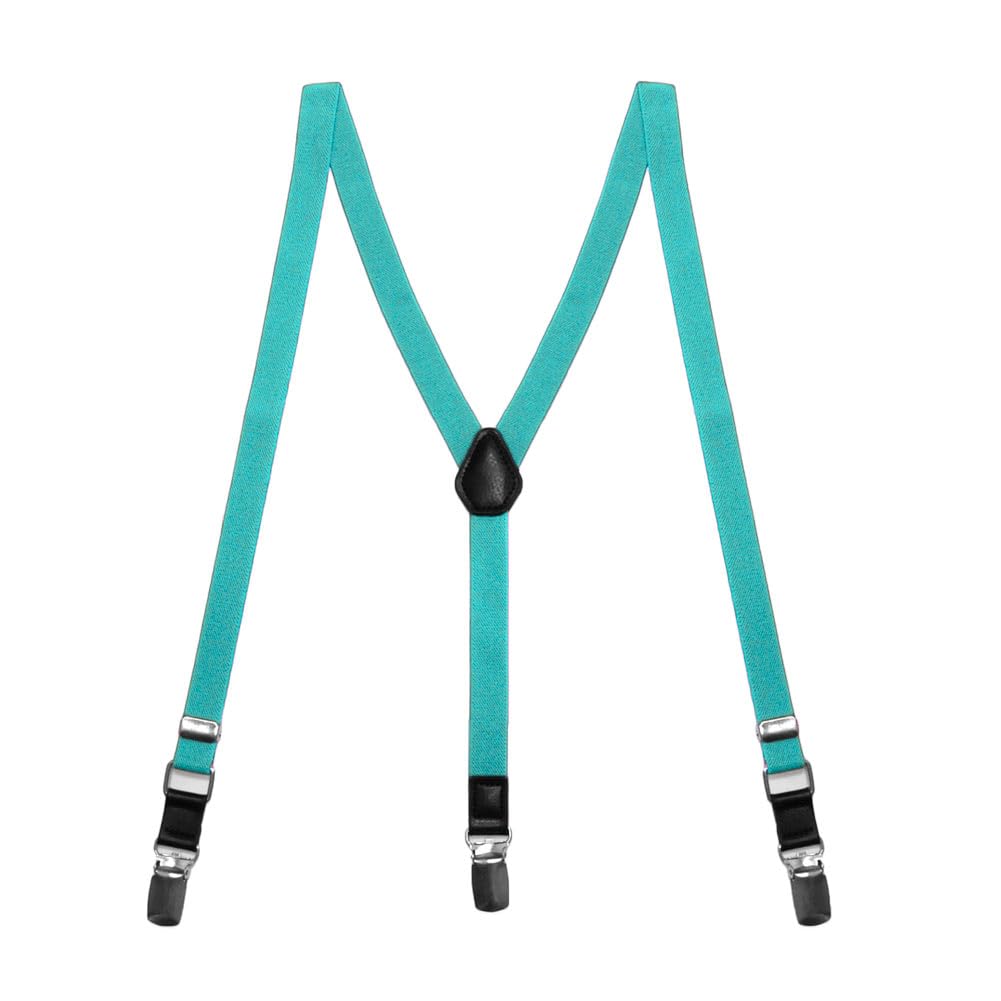 tiemart Boys' Cyan Skinny Suspenders