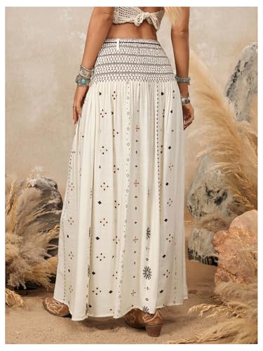 Women's Graphic Western Maxi Skirt Elastic Waist A Line Flowy Vacation Skirts Going Out Outfits2