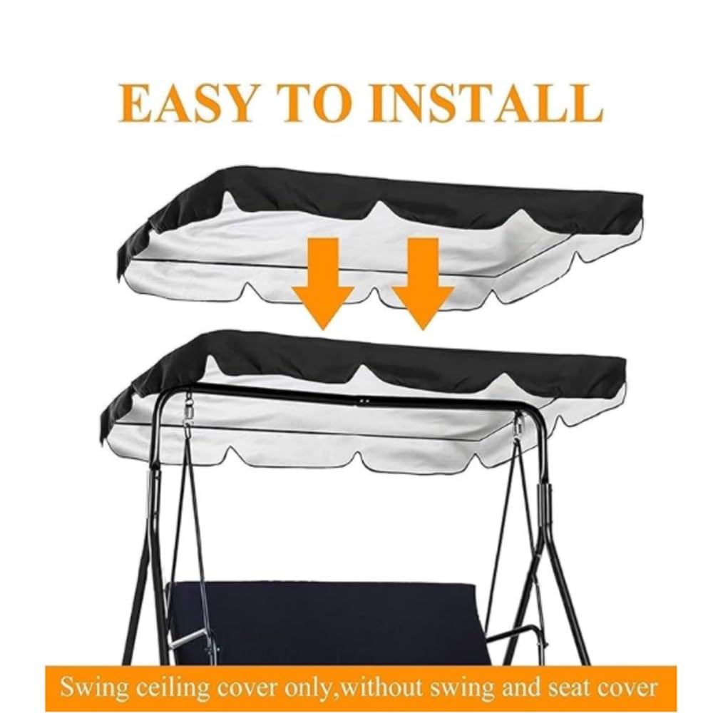Universel Toit De Remplacement pour Balançoire 164x114/195x125/190x132/249x185cm Toile De Balancelle De Jardin Extérieur Canopée pour Balancelle Terrasse(Black,98x72.8in-249x185cm)