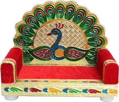 Krishna Wooden Laddu Gopal Velvet Singhasan for Pooja Mandir Krishna Singhasan Solid Wood Home Temple (Height: 16, DIY(Do-It-Yourself))