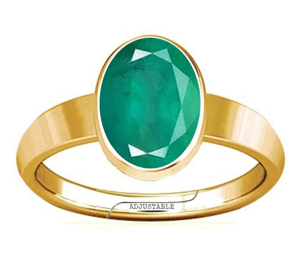 Divya Shakti5.25-5.50 Carat Emerald Panna Gemstone Panchdhatu Adjustable Plain Design Ring for Men & Women