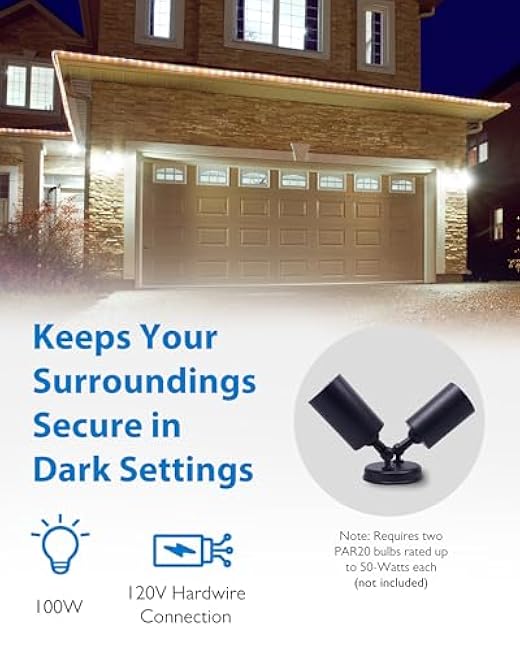 NICOR Lighting 100W Black Double Cylinder Adjustable Security Flood Light (11521)