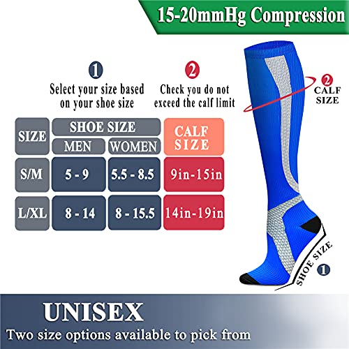 Image of QUXIANG Copper Compression Socks for Women & Men Circulation (8 Pairs) - Best for Running Athletic Cycling - 15-20 mmHg