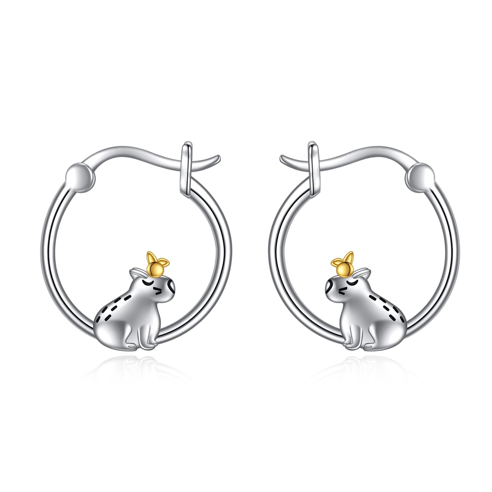 POPLYKE Gufo/pinguino/capybara/anatra/farfalla/poltopus/montagna/cavia orecchini per donne in argento Sterling cerchio orecchini gioielli animali regalo per ragazze