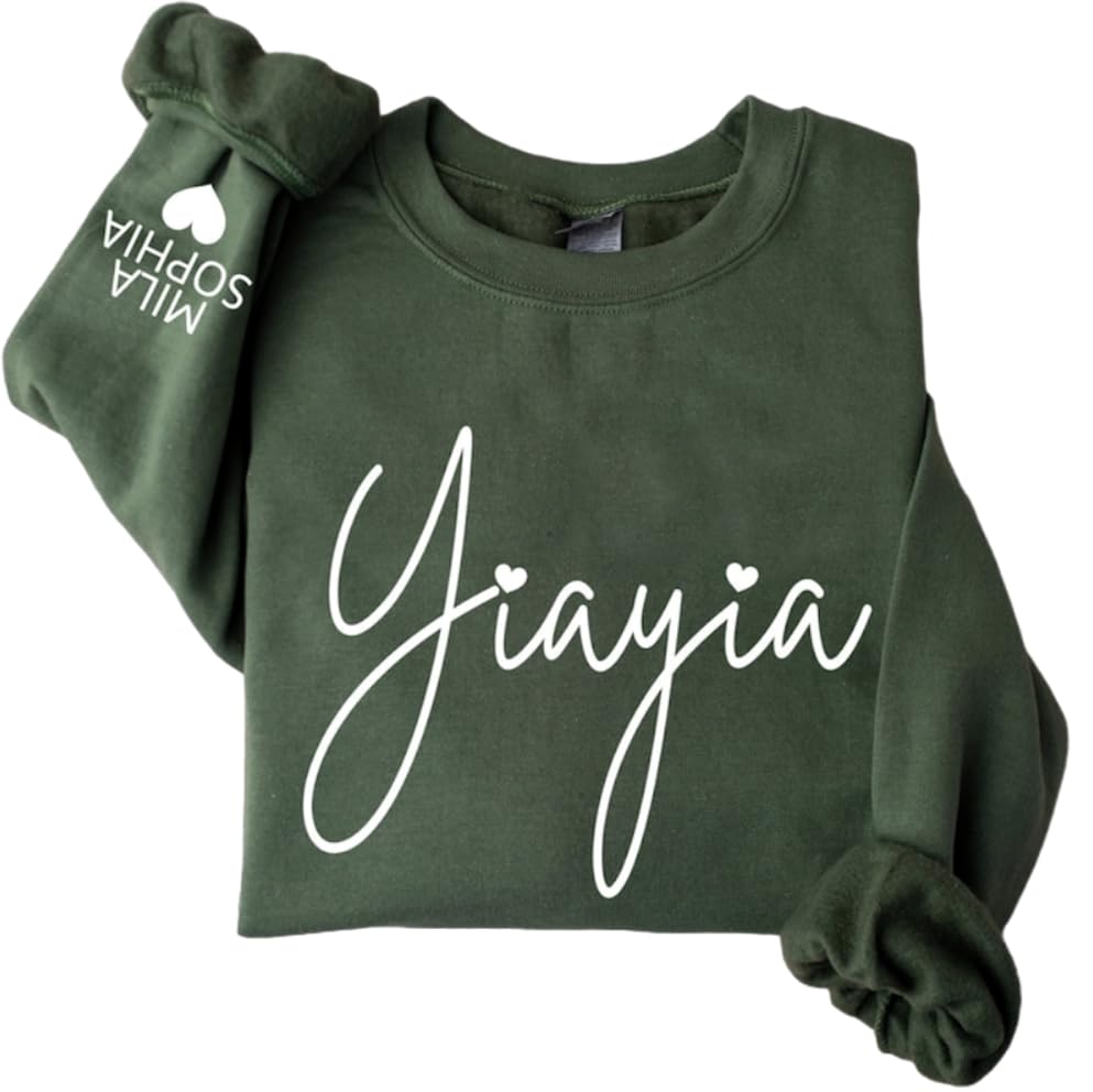 MY4LOVE Custom Grandma Gigi Mama Auntie Sweatshirt with Kids Name on Sleeve, Chirstmas Gifts for Grandma, Gigi Sweatshirt
