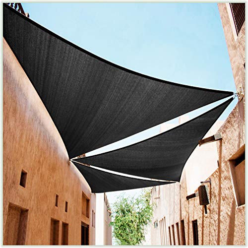 ColourTree CTAPRT10 orden de hacer tamaño personalizado 13 pies x 13 pies x 18.4 pies negro triángulo sombra vela toldo malla tela UV bloque - comercial resistente - 190 GSM