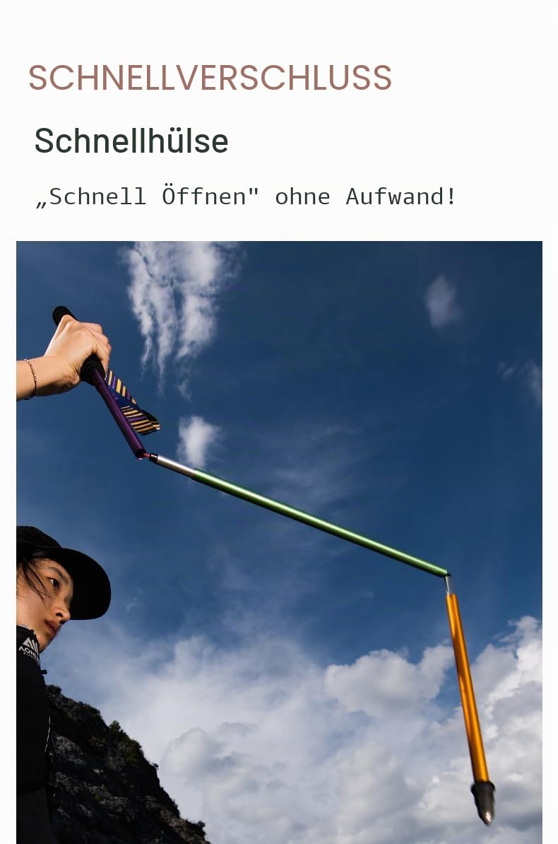 AONIJIE 2-Pack Faltbar Z-Wanderstöcken ultrakompakt Trekkingstöcke für Trekking, Wanderungen, Reisen