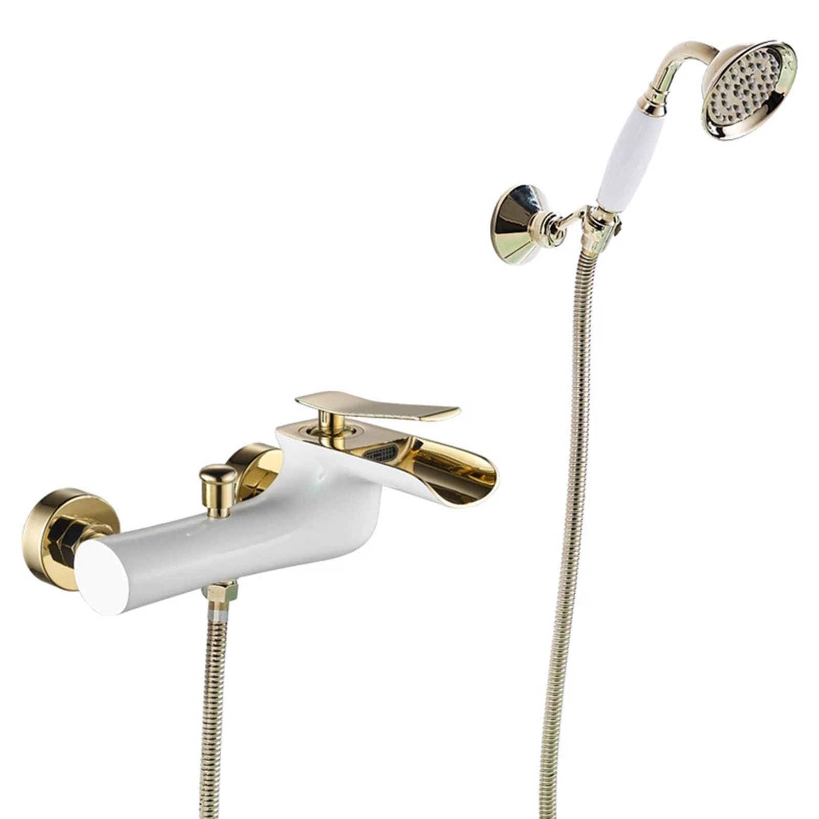 ZYCHSJXA Shower Faucet SetWaterfall Tub Filler Bathroom Concealed Bathtub with Handheld, Brass Single Handle, Hot and Cold Mixer Tap