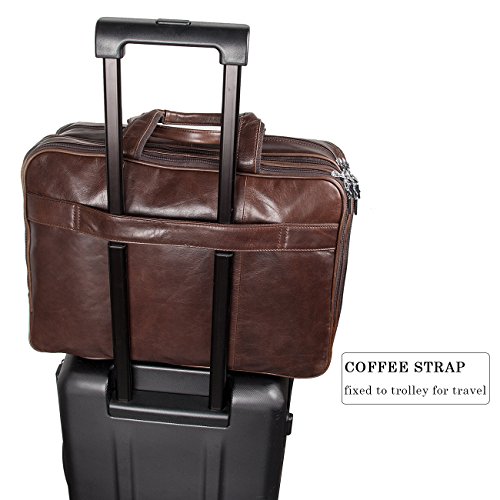 Augus Business Travel Briefcase Genuine Leather Duffel Bags for Men Laptop Bag fits 15.6 inches Laptop - Image 3