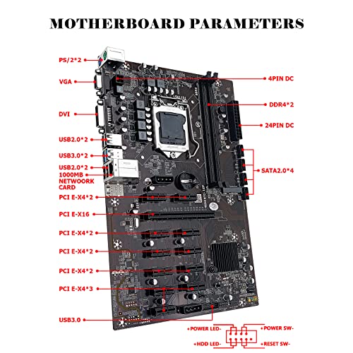 Shangzhaoyuan B250 Btc-12P Mining Motherboard (Intel 6Th/7Th Gen) Lga 1151 Motherboard With 12 Pcie Slots, Vga+Dvi, Msata, 2*Ddr4, Usb 3.0 For Miner (Btc/Eth/Zec/Etc) #TOP6