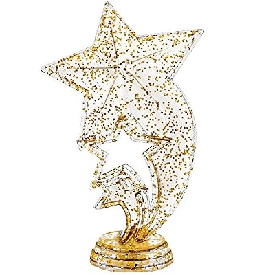 6 Gold Glitter Star Rocket Trophies - Custom Star Trophy Awards