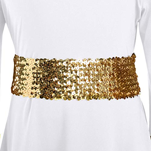 image for OwlFay Little Big Girls Metallic Gold Praise Dance Dress with Sequins 