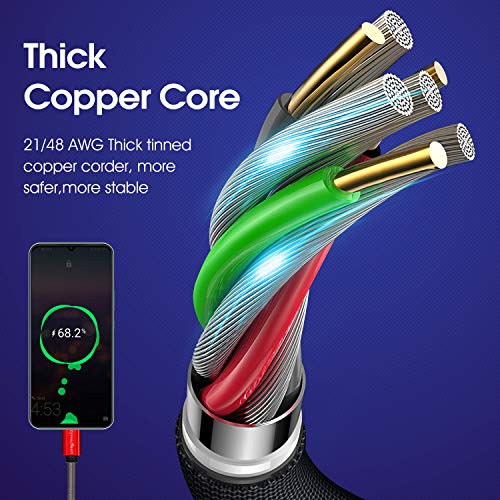 Image of CyvenSmart USB Type C Cable 6ft, [2 Pack] USB A 2.0 to USB-C Fast Charger Durable TPE Cord Compatible with Samsung Galaxy A10 /A20 /A51 /S10 /S9 /S8 Plus /Note 9 /8,LG V50 V40 G8 G7 Thinq-Red