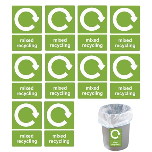 Peglinas De Reciclaje De Basura: Pegatinas De Reciclaje Perfectas, Accesorios De Etiqueta Ambiental Impermeable | Accesorios De Botes De Basura Auto Adhesivos De Acero Inoxidable, Letreros De Desechos