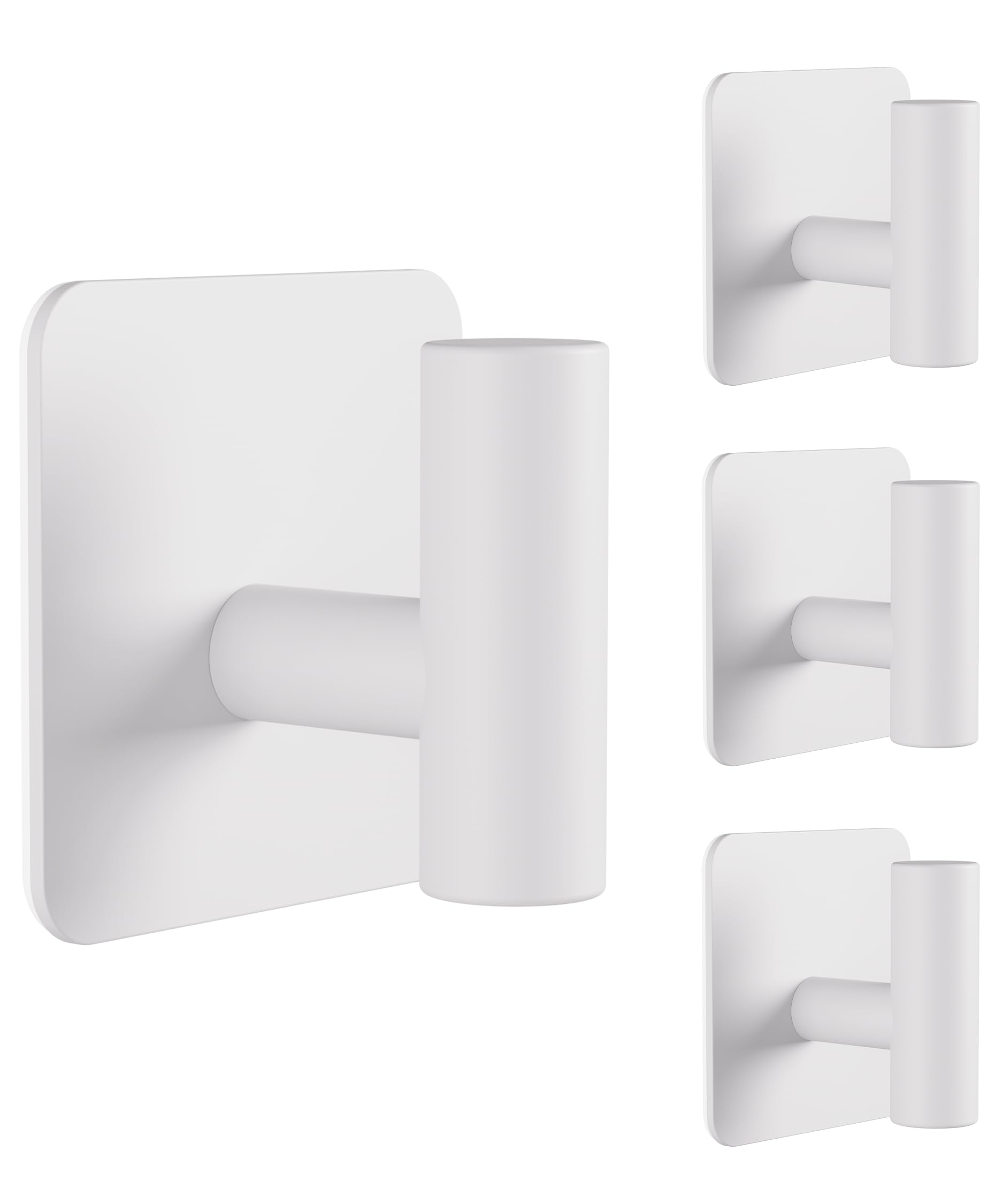 Aikzik Large Self Adhesive Hooks - 26lb Max, Heavy Duty Stainless Steel Sticky Hooks, Strong Hooks for Hanging for Towel, Coat, Robe, Key, Stick on Bathroom, Kitchen, Door and Wall - White(4 Pack)