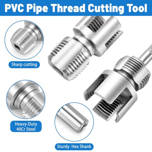 9pcs Integrated Internal & External PVC Pipe Threading Tool Kit 1/2" 3/4" 1" Broken Bolt Stripped Screw Extractor 40Cr Pipe Thread Cutting Tool with Case for PVC Pipes Plumbing Electric Drill DIY Gift by Conderyang - Used condition - Image 3