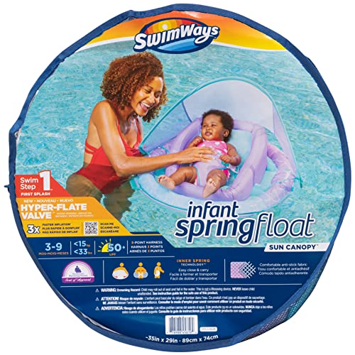 SwimWays Infant Baby Spring Float with Adjustable Sun Canopy - Light Purple Mermaid 6067866