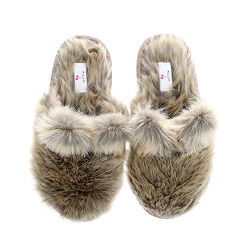 Womens Mens Dog Ears Bear Indoor Slippers Winter Warm Fluffy Slides Fuzzy Memory Foam House Bedroom Slippers3