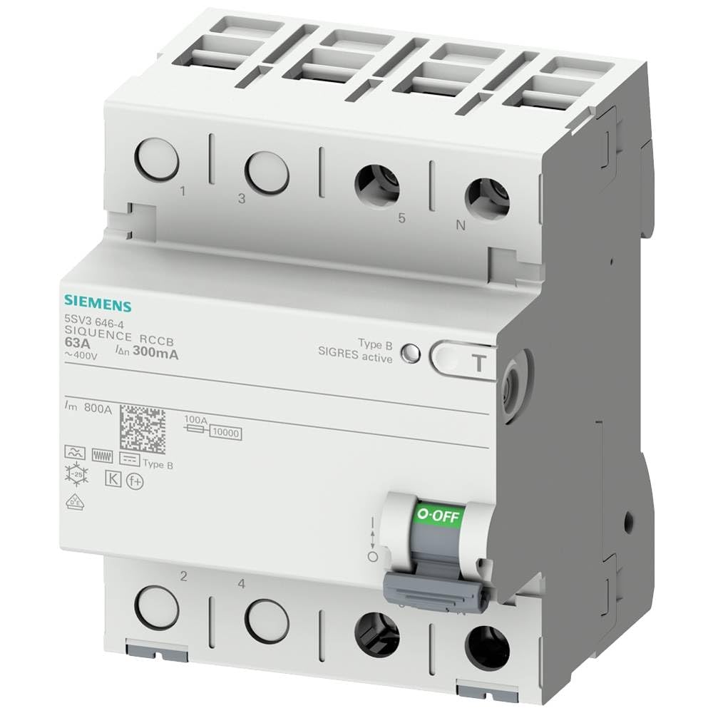 Siemens Interruttore Differenziale, 2 Poli, Tipo B, Con Ritardo Breve, Ingresso: 25 A, 30 Ma, Un Ac: 230 V Marca - 4