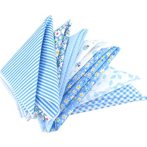 PRENKIN 7pcs Serie Azul Tela de algodón Floral de la Flor del patrón de Costura Tela 7pcs Materiales Textiles de algodón para DIY Remiendo de Cama Cover