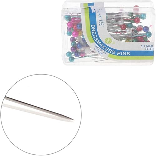 Miniatura 6 de 100 Uds. Alfileres rectos redondos para costura, color perla, ramillete, perla, alfileres de cabeza de 1 pulgada