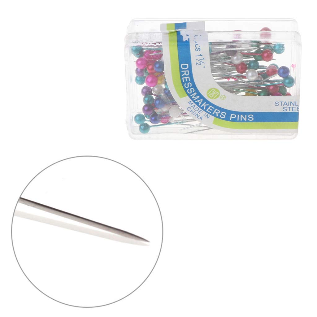 100Pcs Dressmaking Sewing Pin Straight Pins Round for Head Color Pearl Corsage