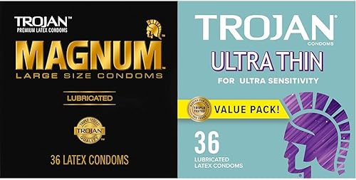 TROJAN Magnum - Condones grandes lubricados y condones ultrafinos para ultra sensibilidad, condones lubricados para hombres, el condón número uno de