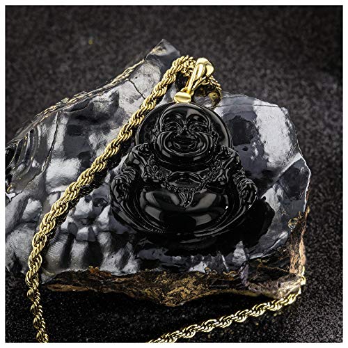 Laughing Buddha Black Jade Pendant Necklace Rope Chain Genuine Certified Grade A Jadeite Jade Hand Crafted2