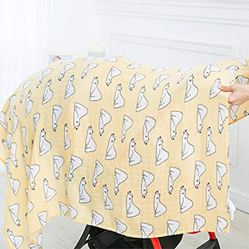 Image of Kassy Pop Printed 6 Layer Bamboo Muslin Blanket Cum Swaddling Towel for Baby, Toddlers | 70% Bamboo, 30% Cotton | AC Quilt, Multi-Purpose Blanket | Toxin Free | 110cm x 110cm (Lazy Bear Print)