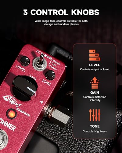 Image of Donner Distortion Guitar Pedal, Morpher Mini Distortion 3 Modes Natural, Tight, Classic Crunch 80s Metal for Electric Guitar True Bypass